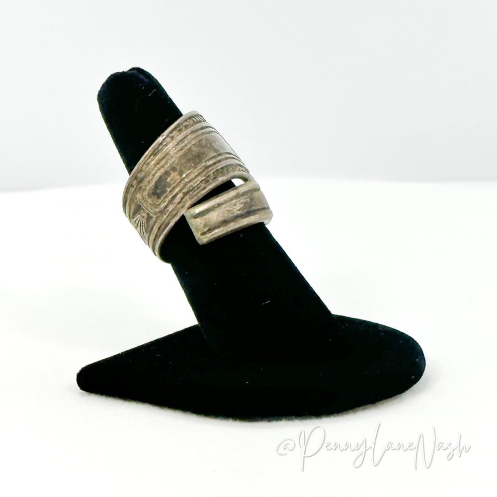 Vintage Silver Bent Spoon Bypass Ring - Picture 2 of 8